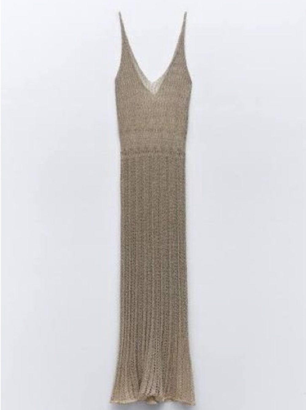 Zara Gold Metallic Knit / Thread Maxi Dress